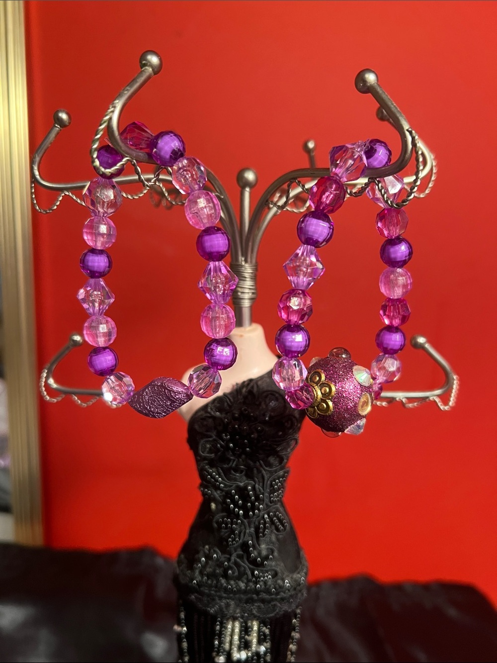 Purple Beaded Bracelet - Women's home made - Picture 5 of 9